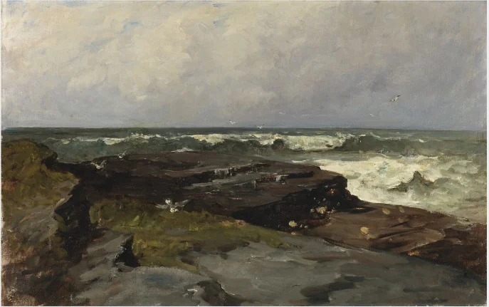 View of Kilkee, with the Atlantic, by Nathaniel Hone the Younger, oil, 1881