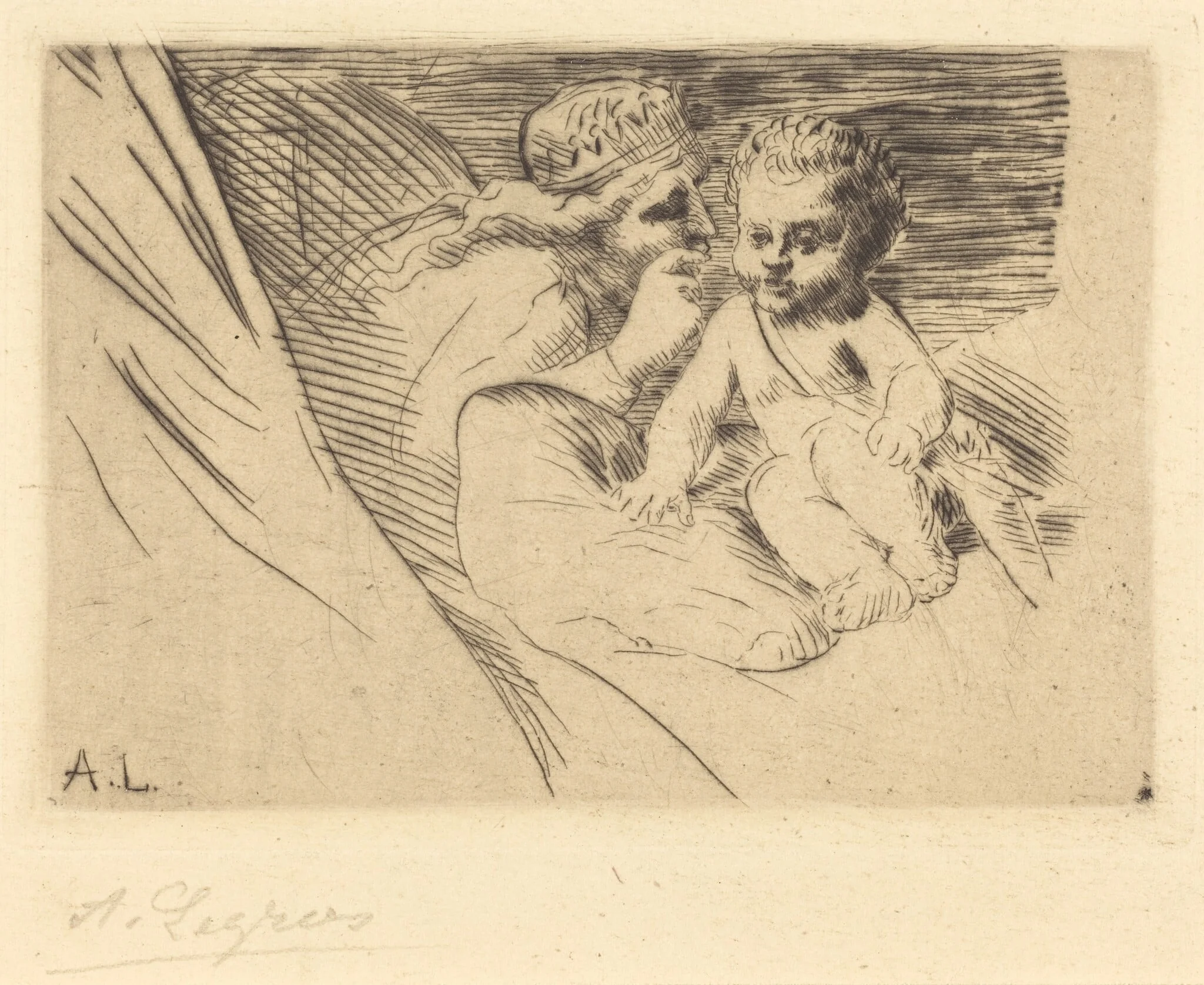 Mab and Cupid (Mab et Cupidon), by Alphonse Legros, ink, 1874