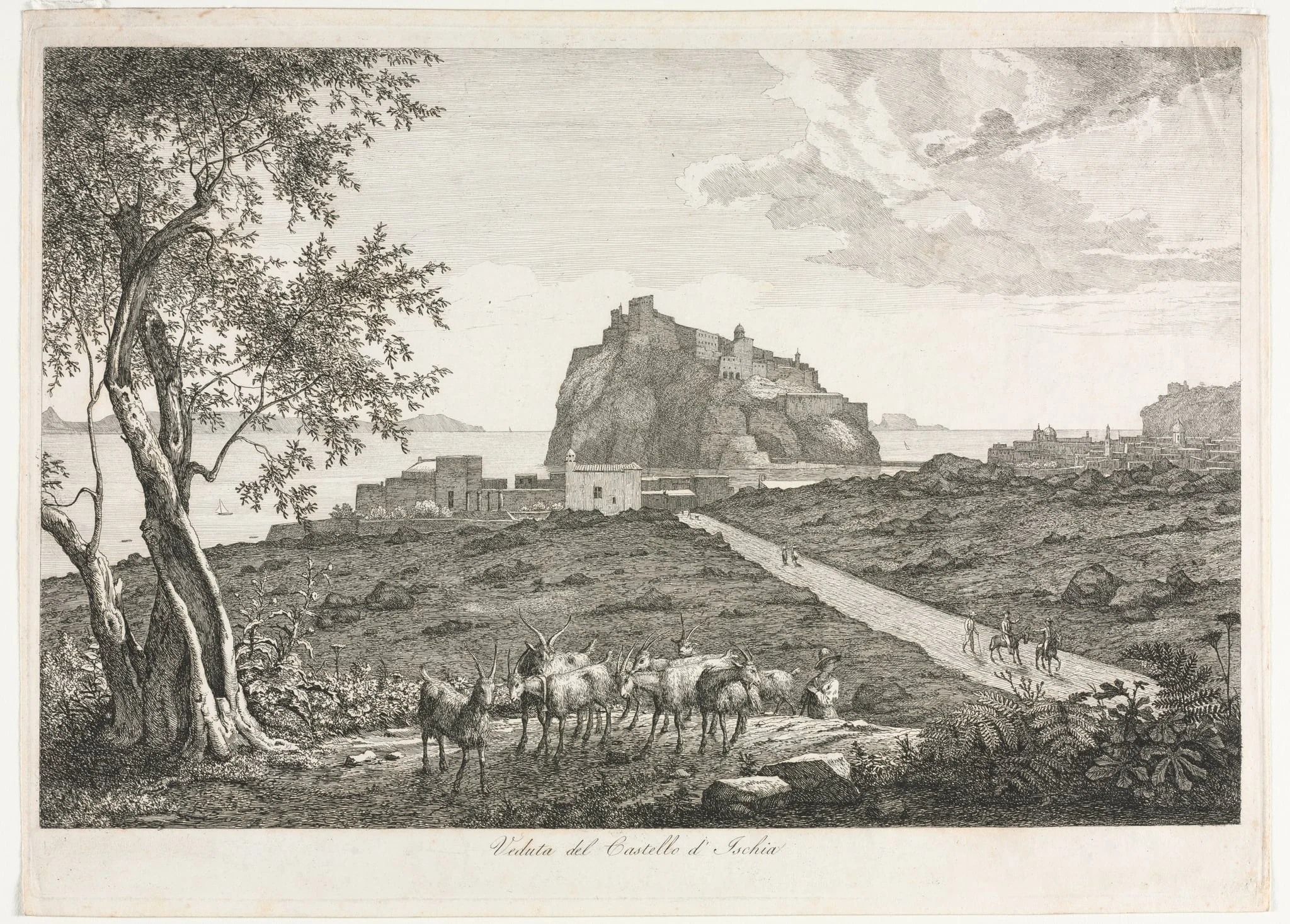 View of the Castello, Ischia, by Florian Grosspietsch, 1820