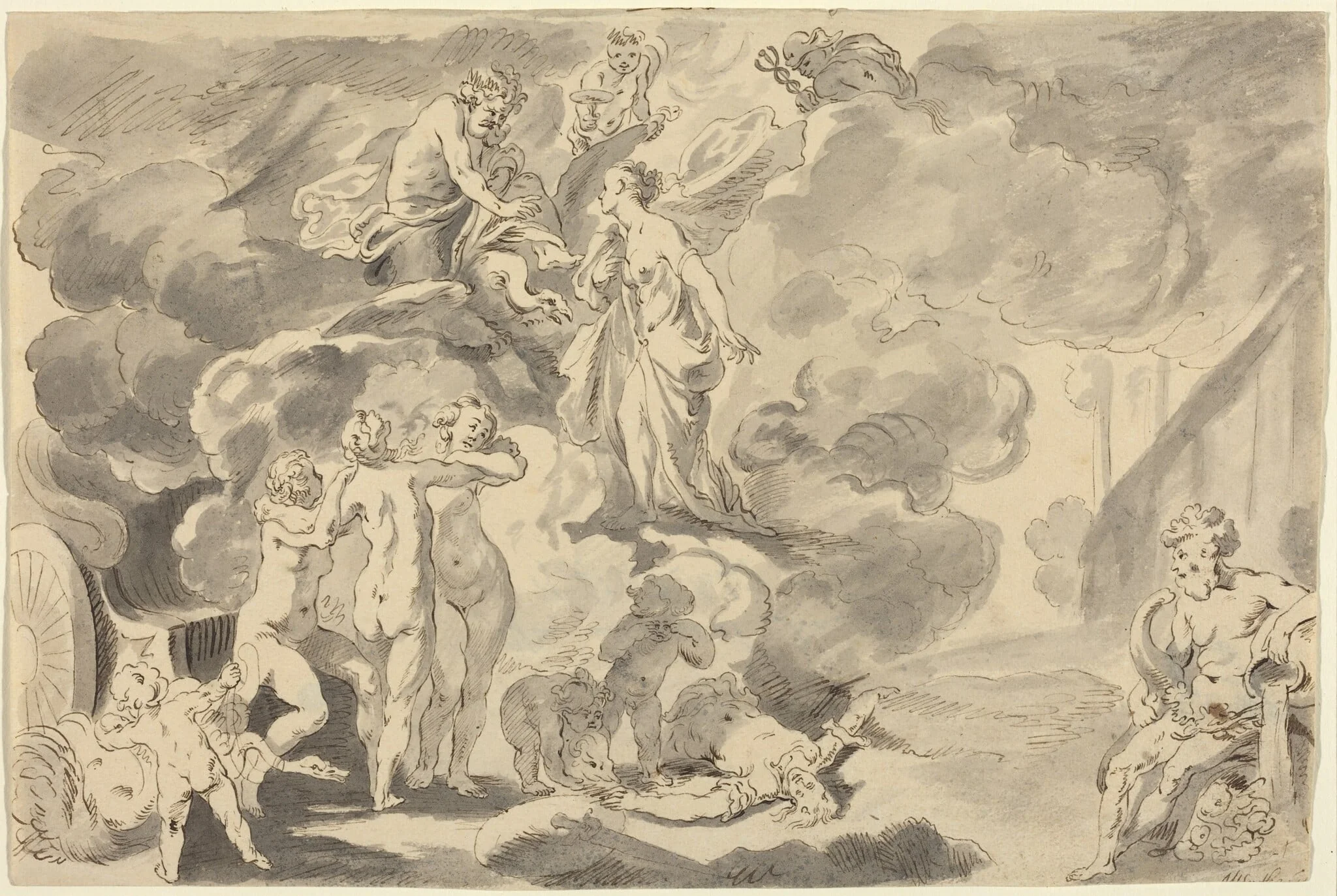 Death of Phaeton, by Michael Burghers, ink, 1682