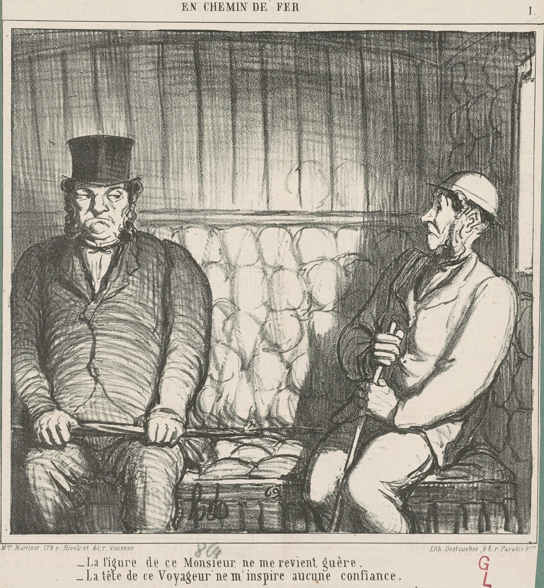 La figure de ce monsieur ne me revient guère ..., by Honoré Daumier, ink, 1864