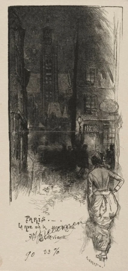 Rue de la Montagne, St. Geneviève, by Auguste Lepère, 1886
