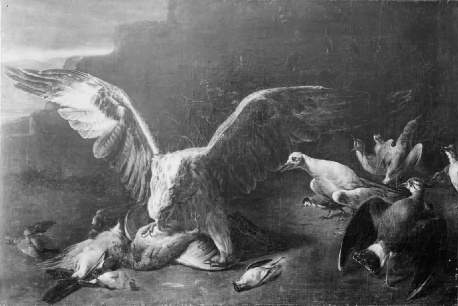 An Eagle among Small Birds, by Unknown, 1650
