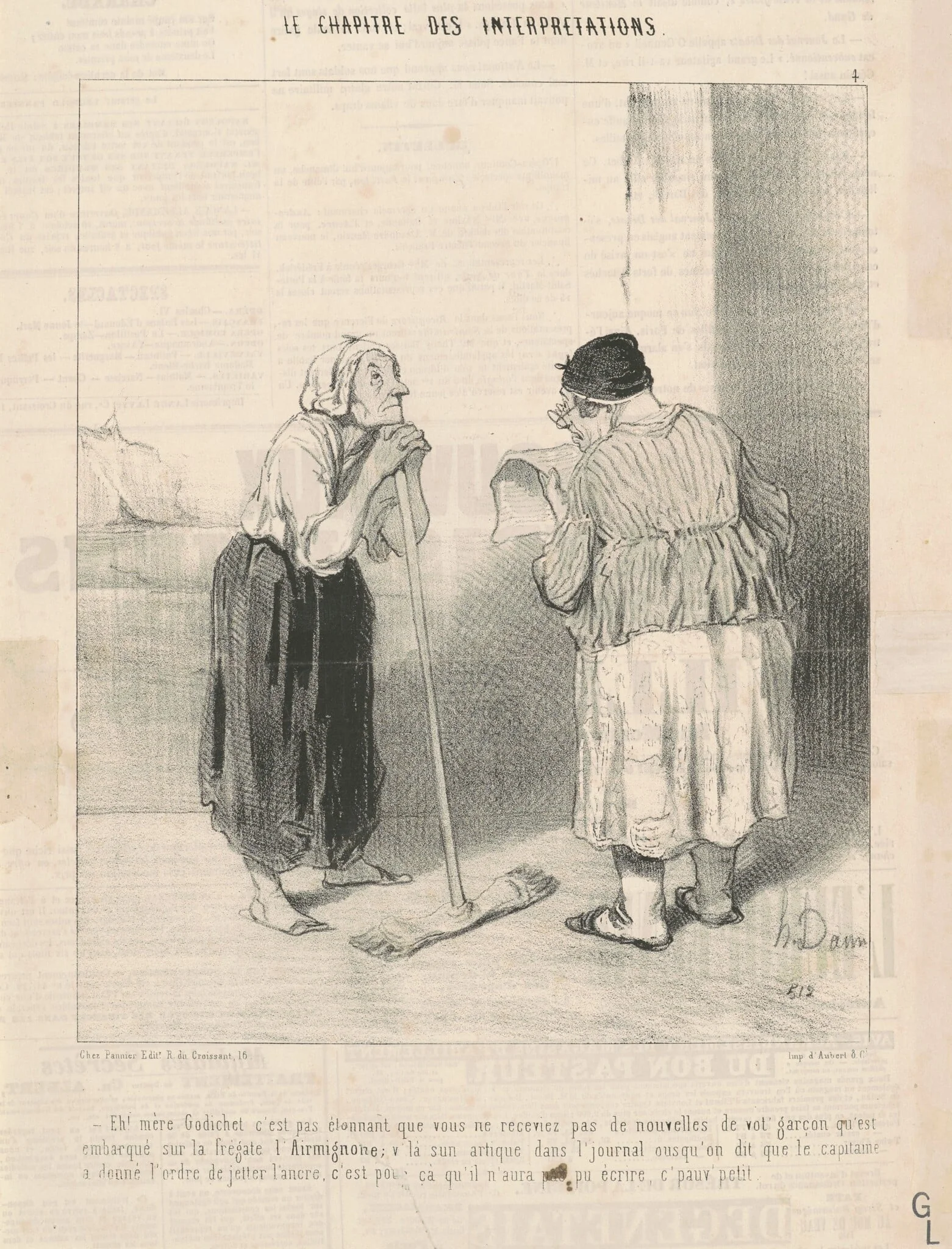 Eh! Mère Godichet c'est pas étonnant ..., by Honoré Daumier, ink, 1843