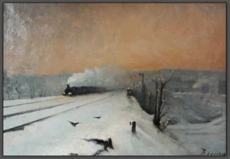 Locomotive par temps de neige, by Louis Beysson, unspecified, 1896