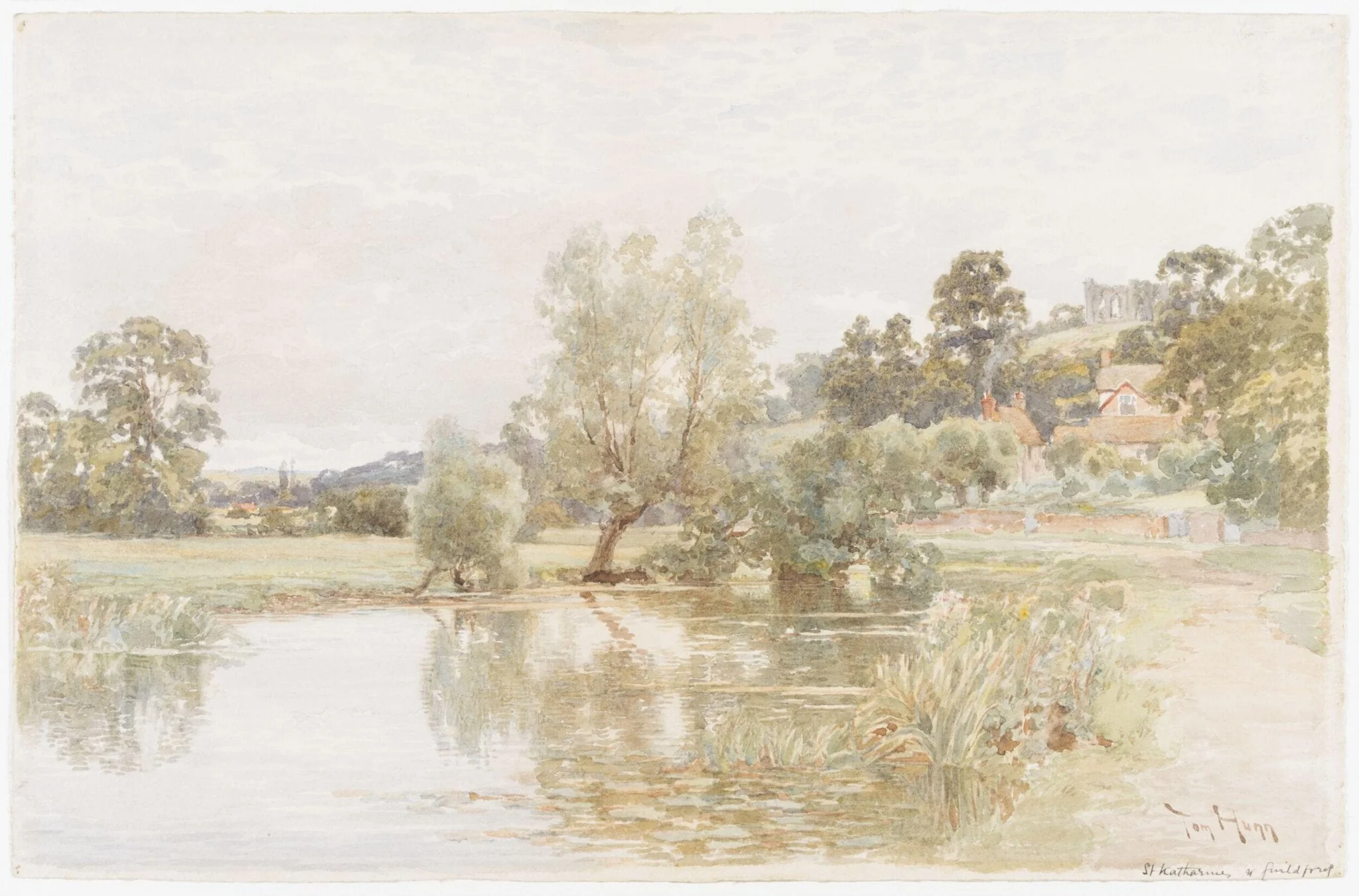 St. Catherine's Chapel, above Artington and the River Wey, by Thomas Henry Hunn, watercolor, 1878