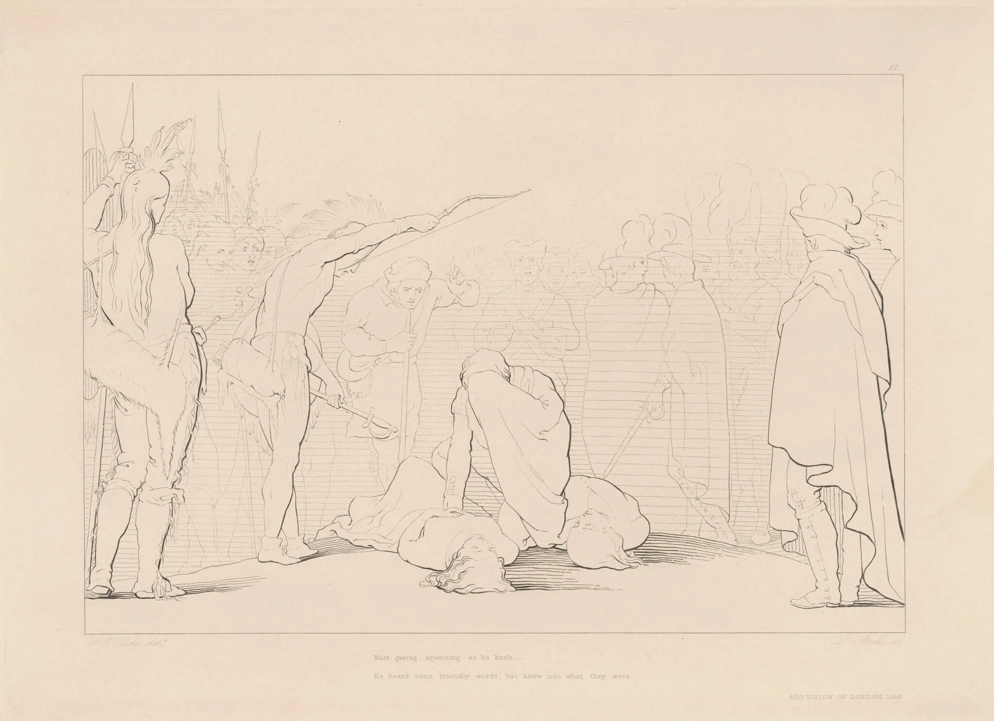 Mute, Gazing, Agonizing..., by Lumb Stocks, ink, 1846