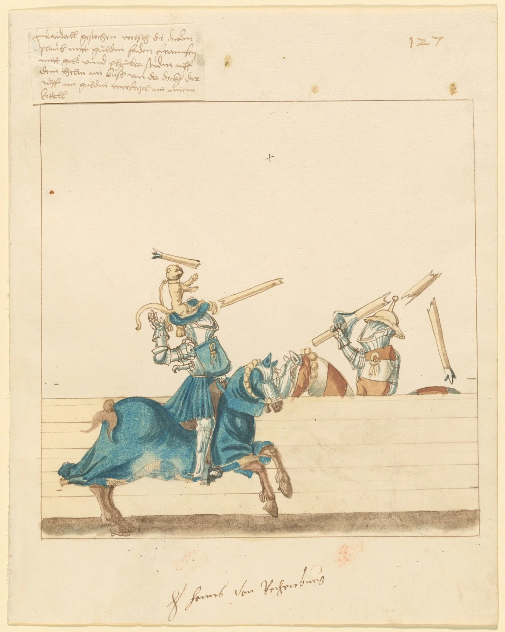 Italian Joust of Peace, by German 16th Century, ink, 1514