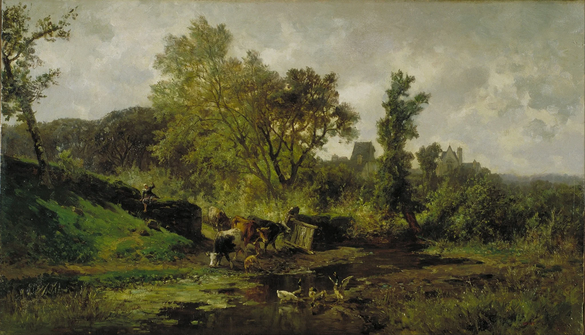 Flemish Landscape, by Carlos de Haes, oil, 1890
