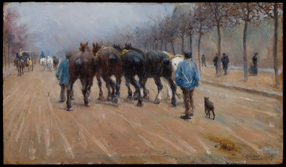 Decommissioned Omnibus Horses on Boulevard d’Enfer, Paris, by Nils Kreuger, unspecified, 1893