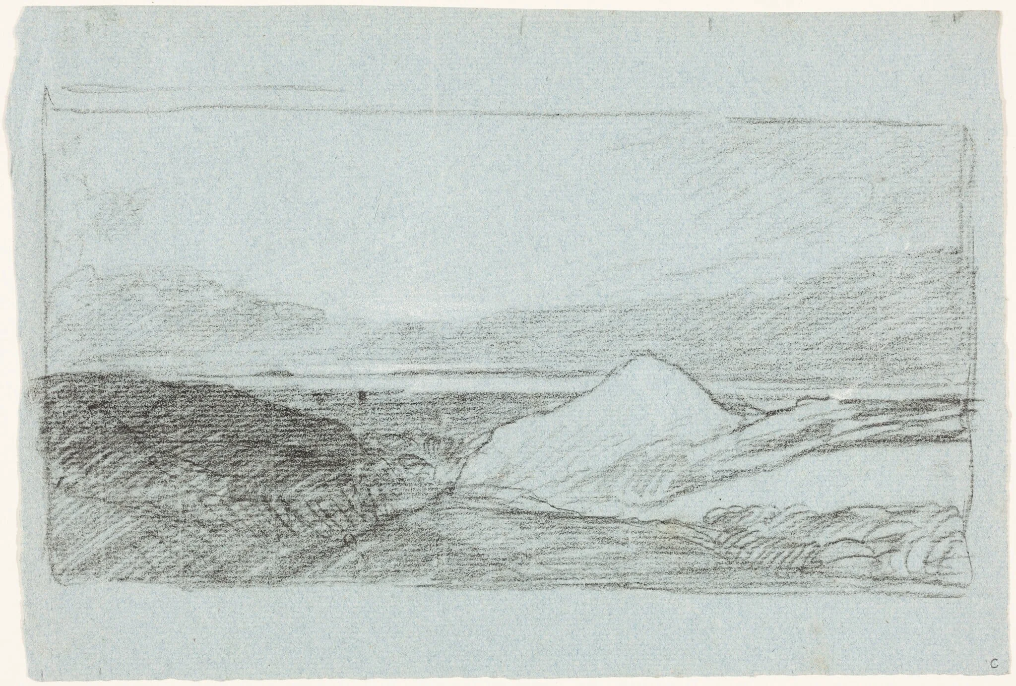 Landscape with Hills and Water, by John Sell Cotman, chalk, 1812
