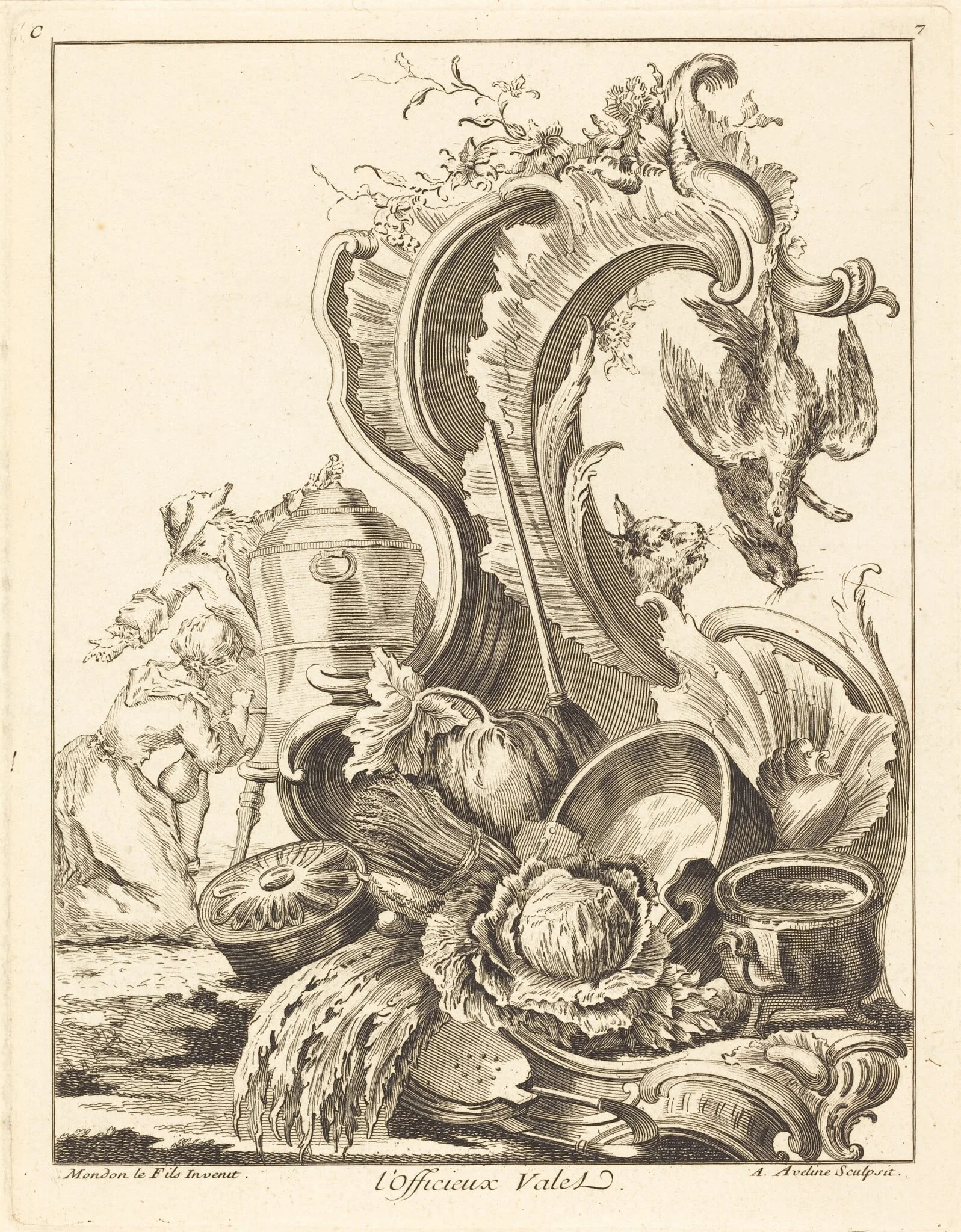 l'Officieux Valet, by Antoine Aveline, ink, 1736