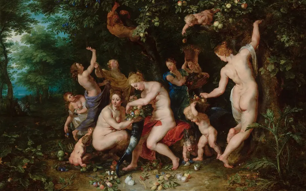 Nymphs filling the horn of plenty