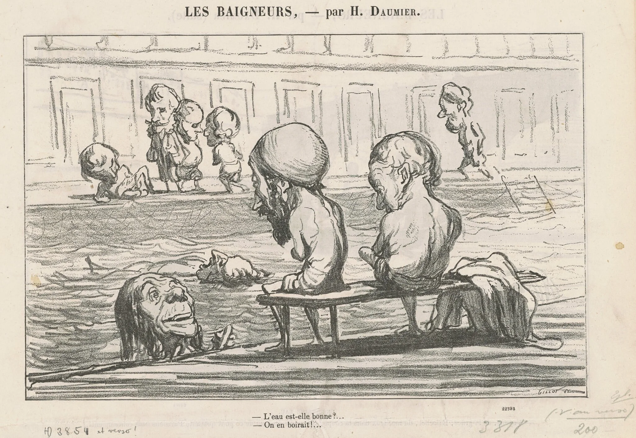 L'eau est-elle bonne? ..., by Honoré Daumier, ink, 1864
