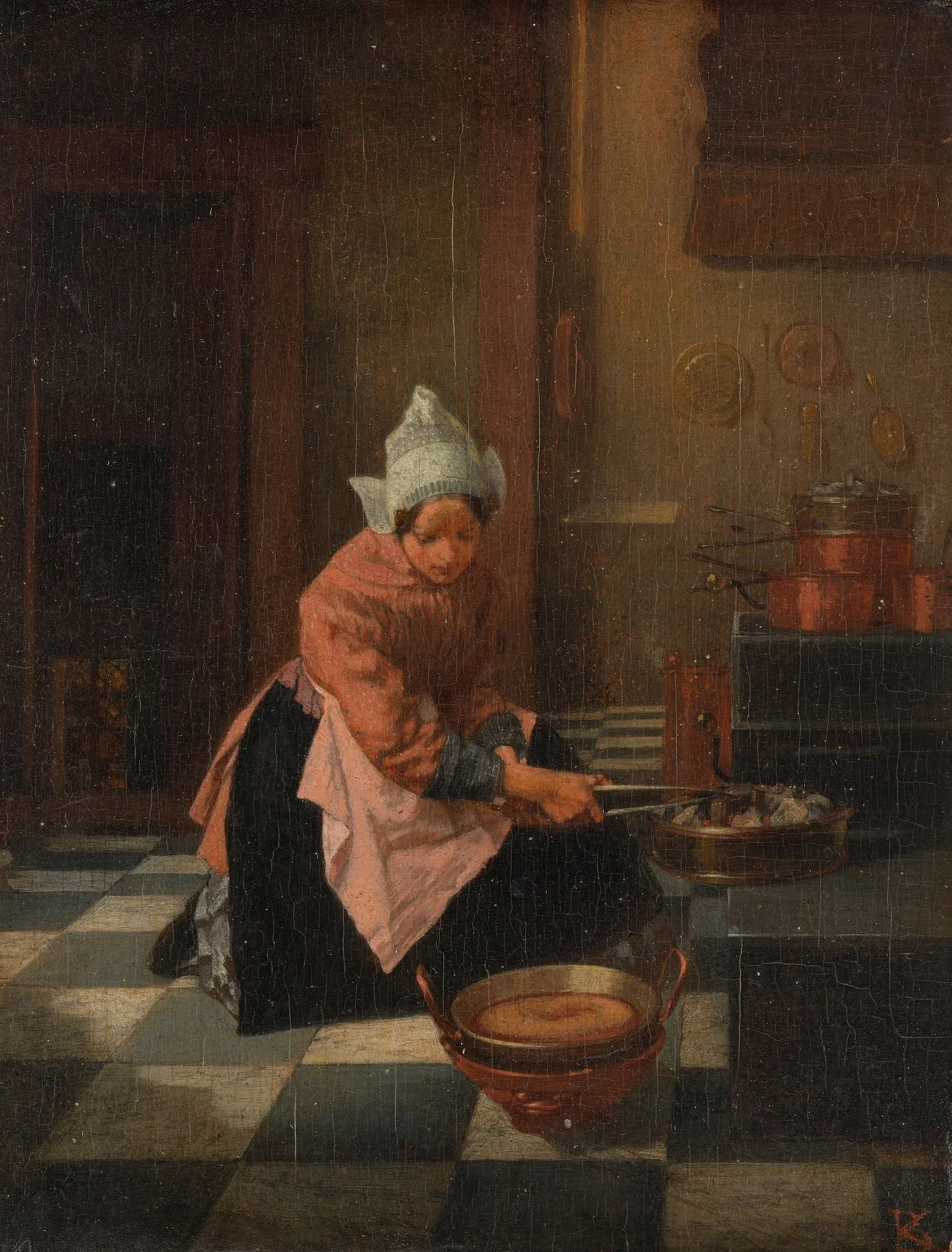 De wafelbakster, by Unknown, unspecified, 1850