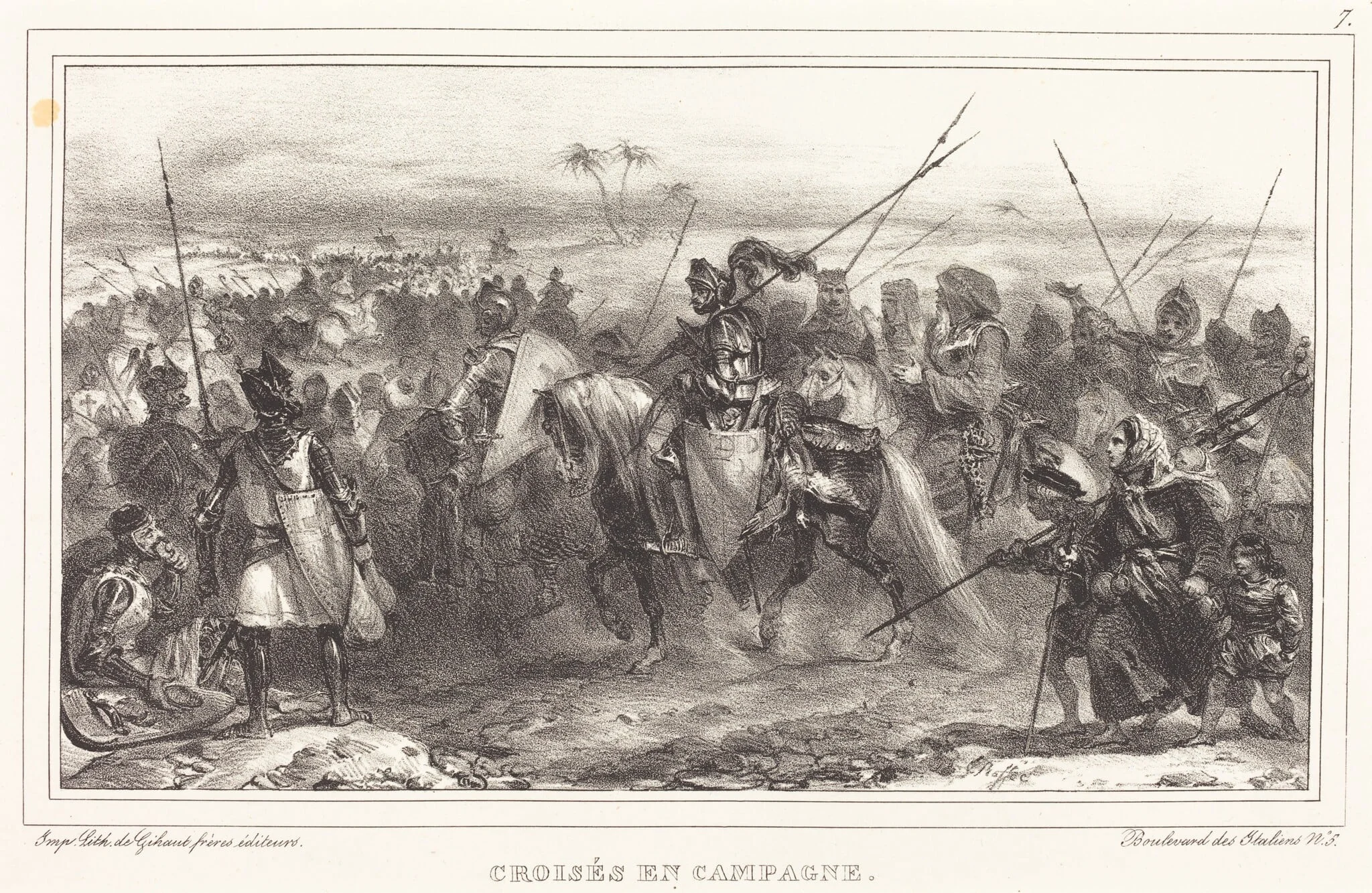 Croisés en Campagne, by Auguste Raffet, ink, 1832