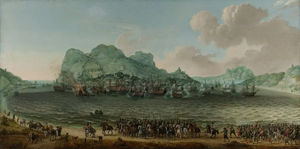 The defeat of the Spanish at Gibraltar by a Dutch fleet under command of Admiral Jacob van Heemskerck, 25 April 1607