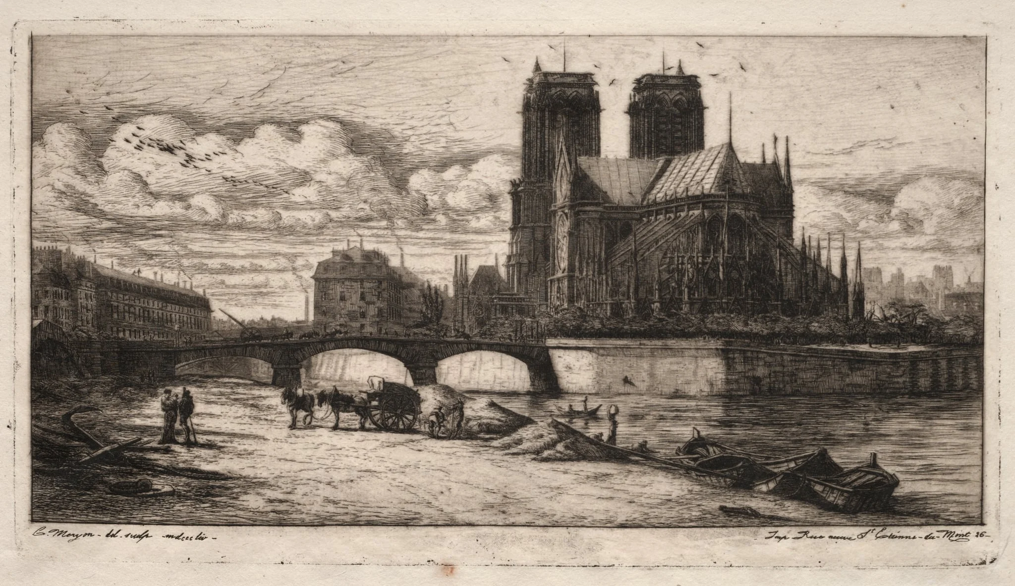 Etchings of Paris:  The Apse of the Cathedral of Notre Dame, by Charles Meryon, 1854