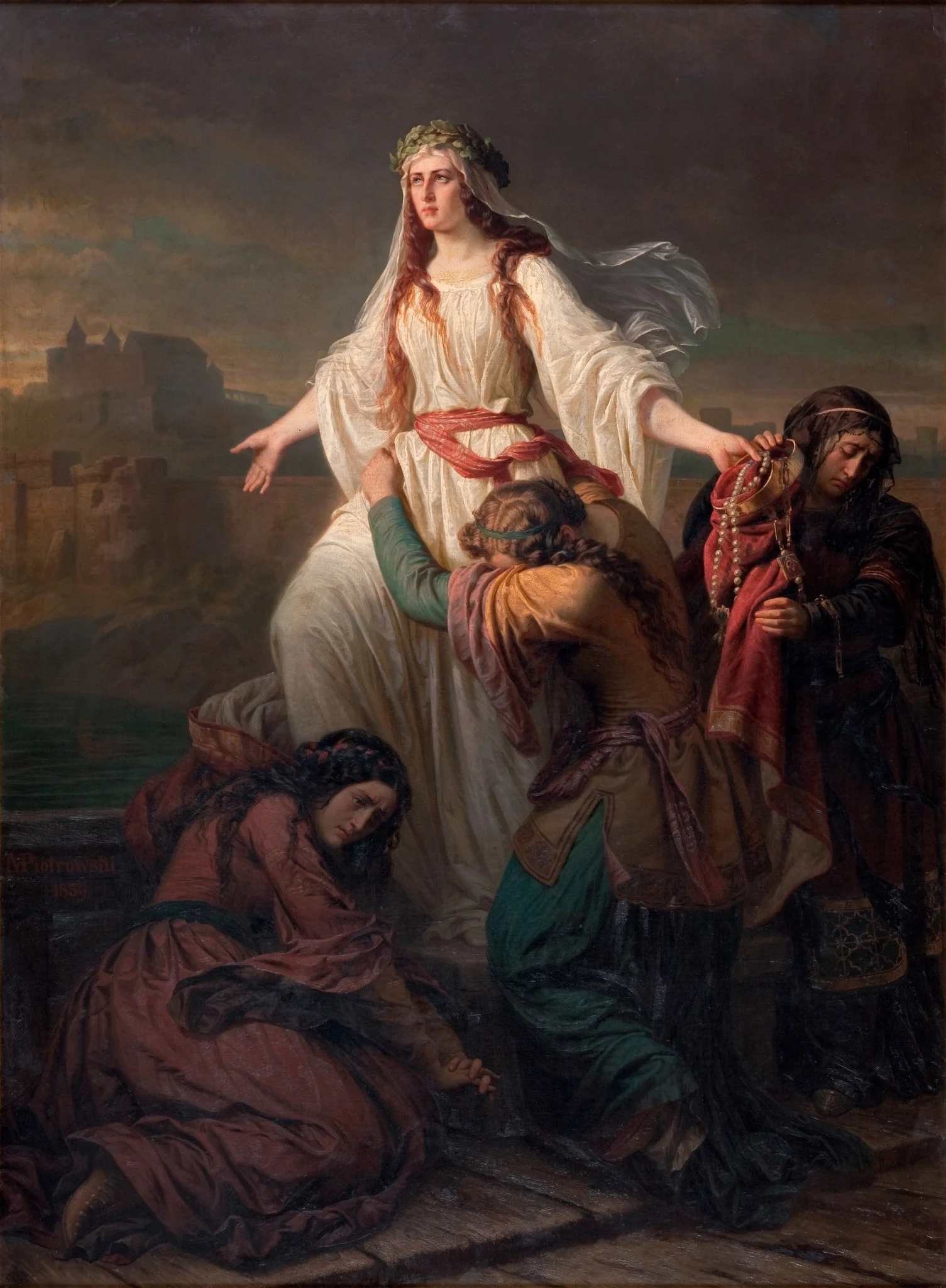 Death of Wanda, by Unknown, oil, 1859