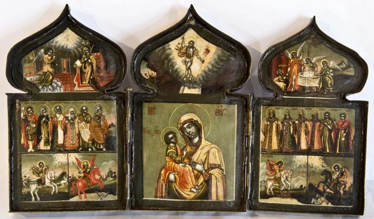 Maica Domnului cu Pruncul; Triptic, by Unknown, 1850