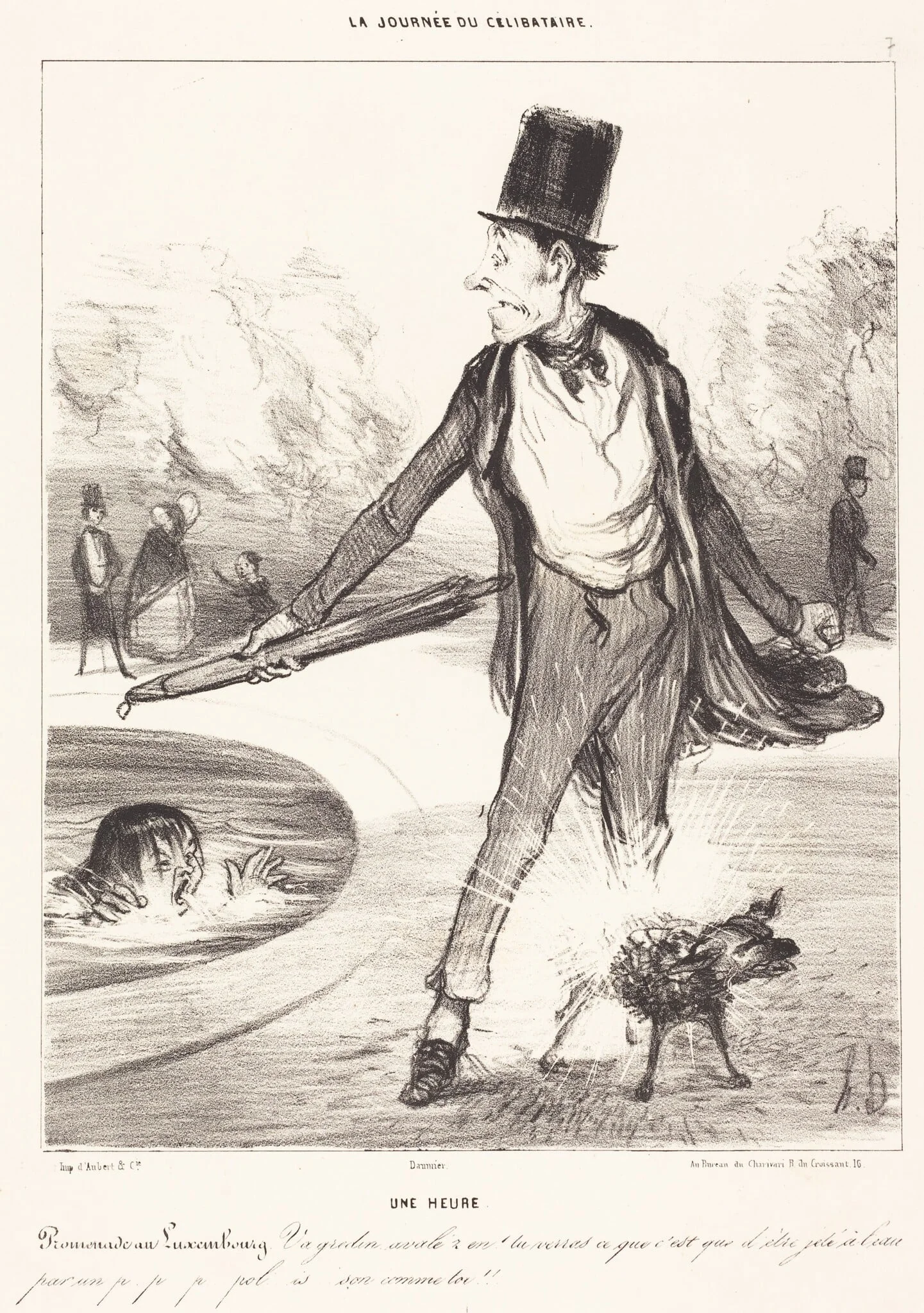 Une heure, by Honoré Daumier, crayon, 1839