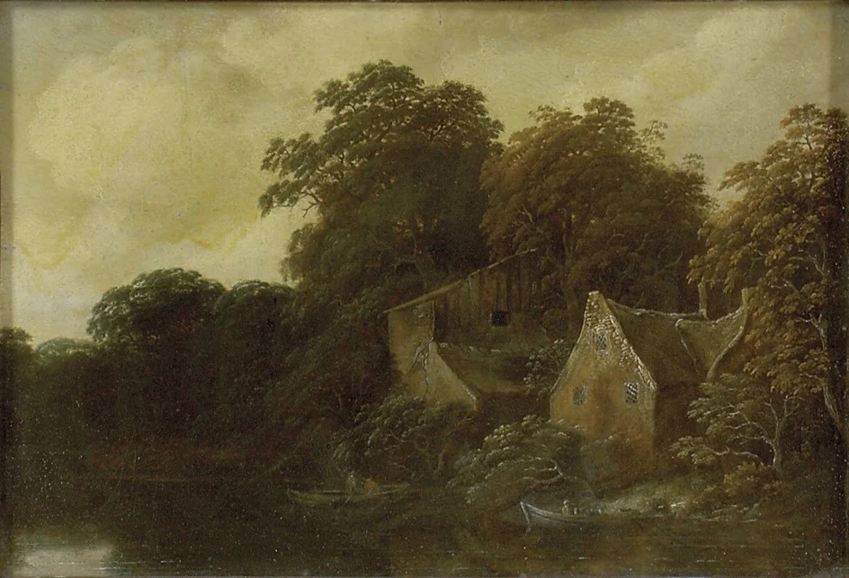 River Scene with a Cottage and Boat, by Cornelis Gerritsz Decker, oil, 1658