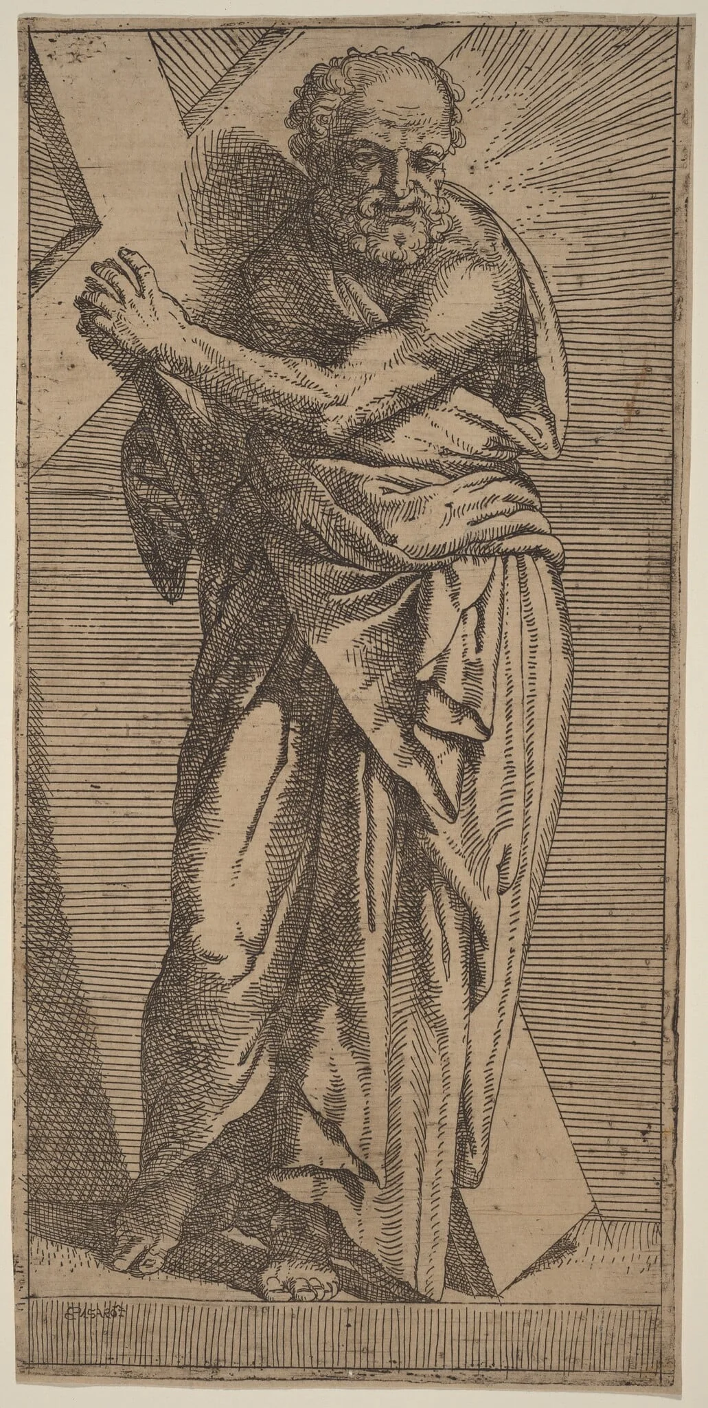 Saint Andrew, by Bartolomeo Passarotti, ink, 1560