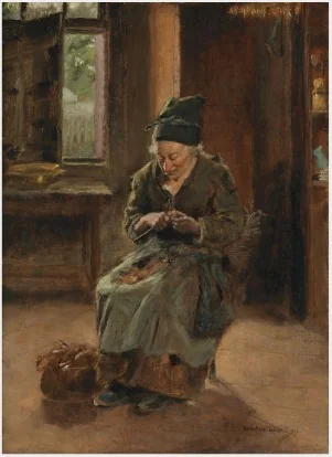 An Interior of a Breton Cottage, by Helen Mabel Trevor, oil, 1896