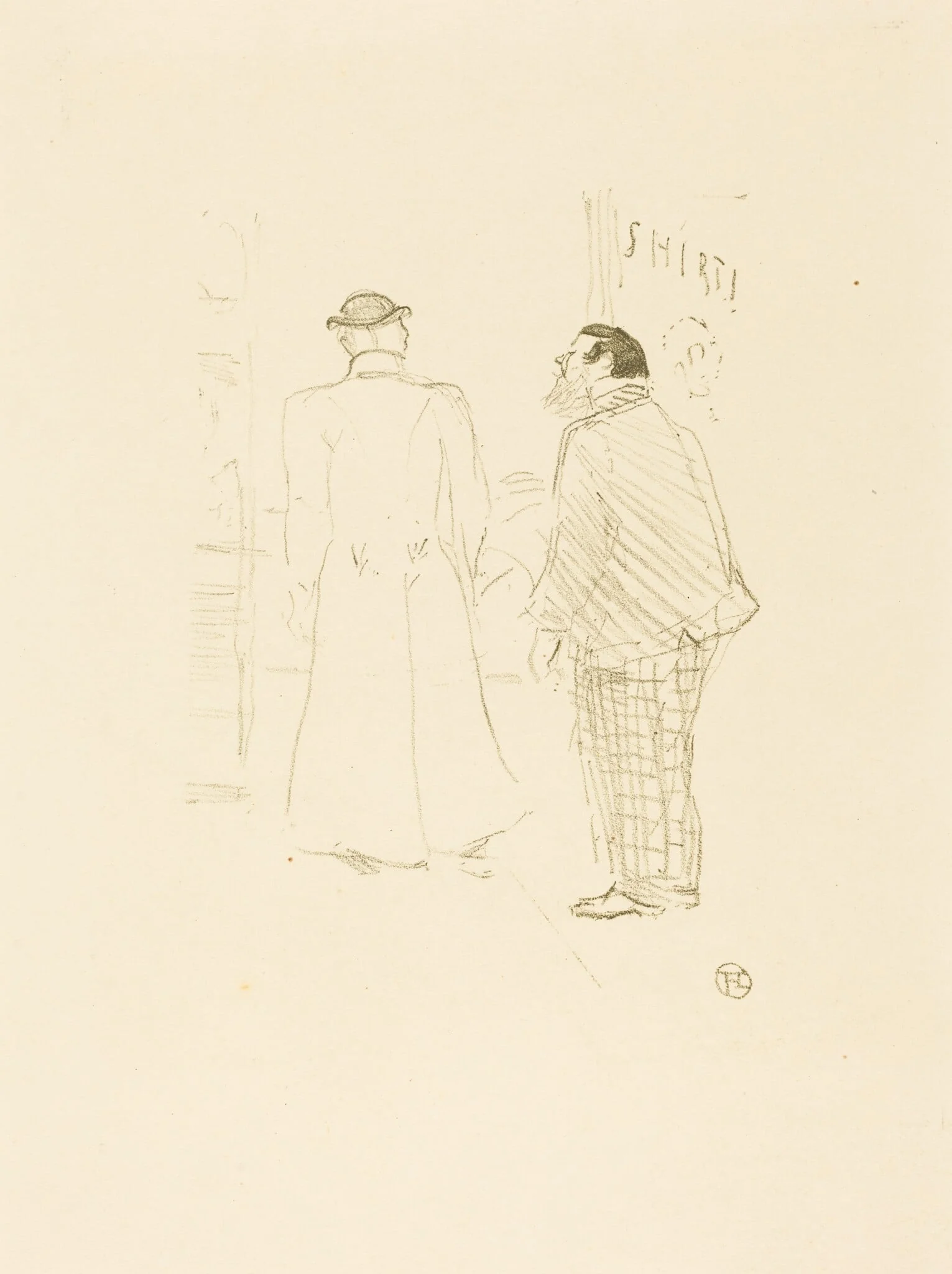 The First Vendor of Jourdan and Brown (Le premier vendeur de Jourdan et Brown), by Henri de Toulouse-Lautrec, ink, 1897