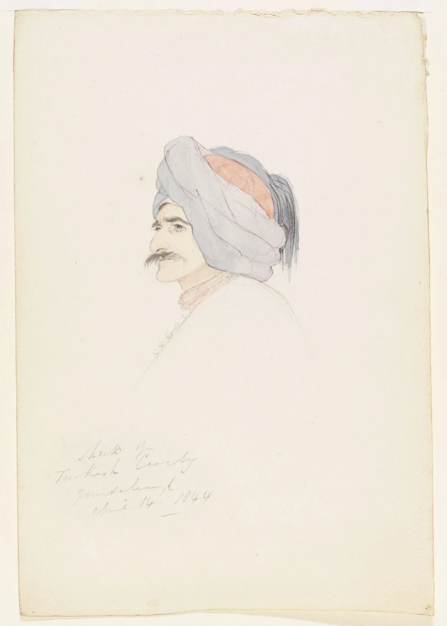 Sheik of Turkish Cavalry, by Godfrey Thomas Vigne, watercolor, 1844