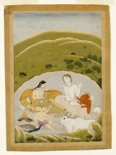 Shiva and Parvati, Ganesh, Karttikeya and Nandi