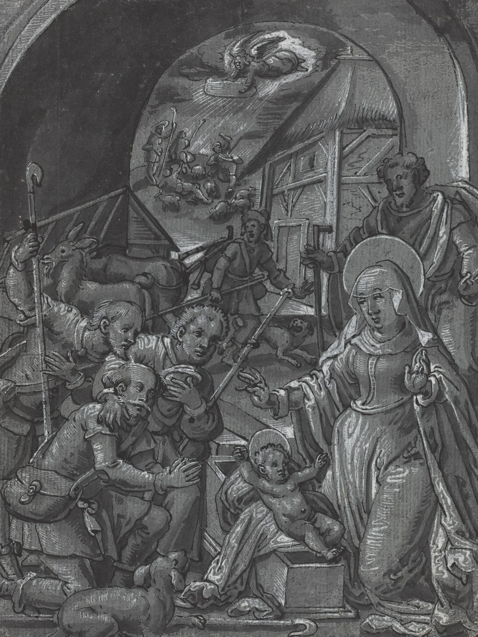 The Birth of Christ [verso], by German 16th Century, ink, 1600