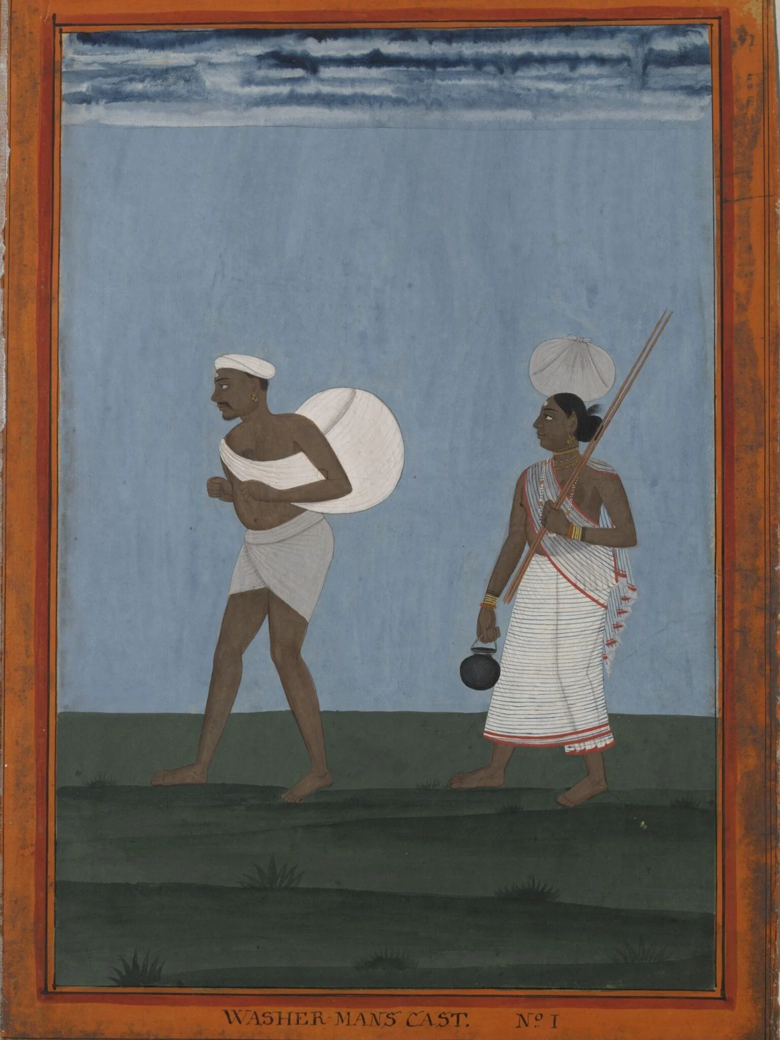 A washerman and his wife, by Unknown, paint, 1770