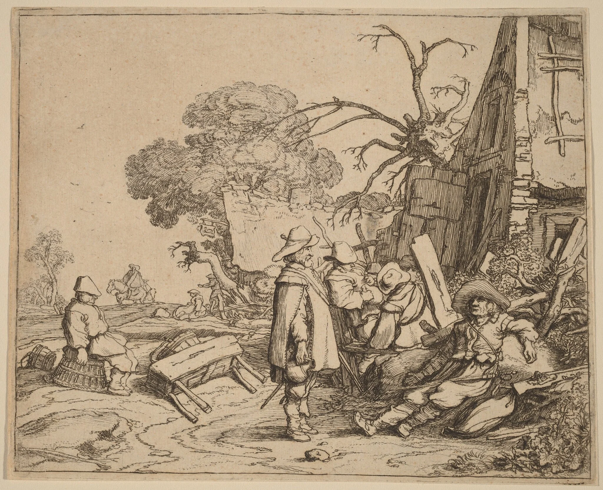 Soldier Receiving an Order from a Sitting Officer, by Pieter Molijn, ink, 1626