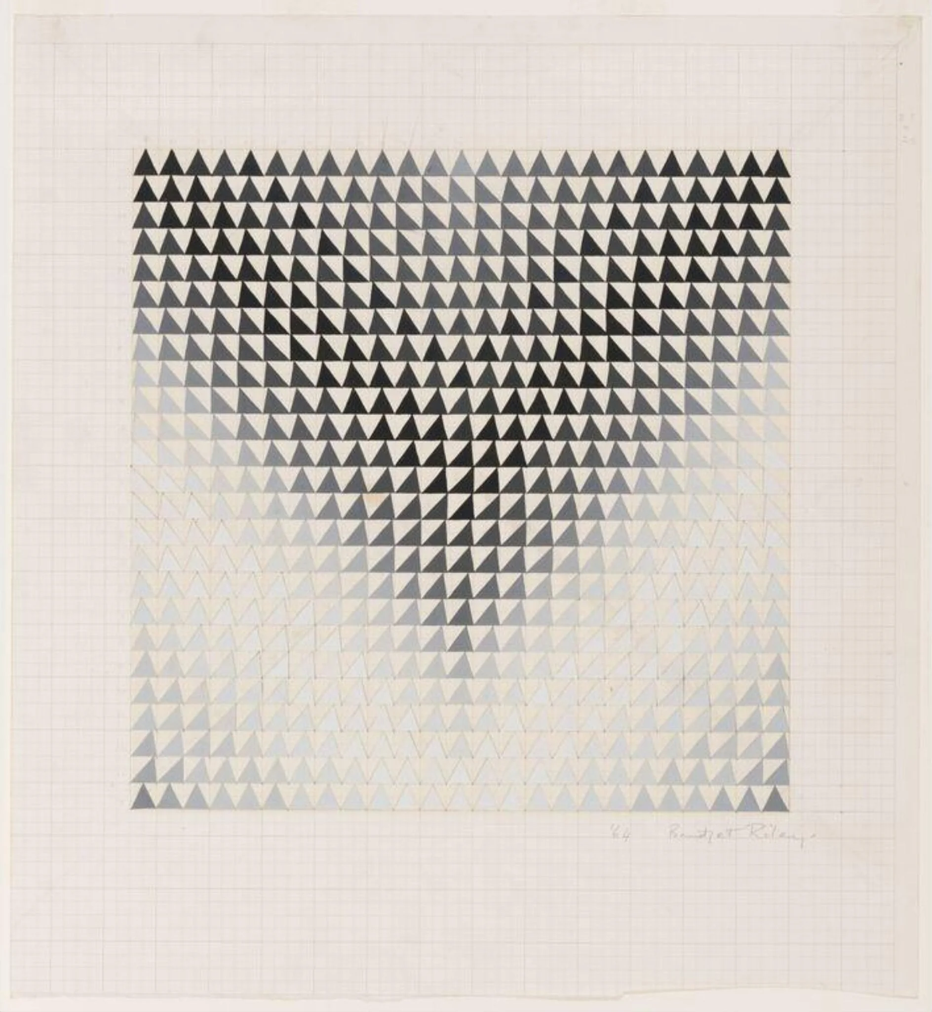 Study for the painting 'Burn', by Bridget Louise Riley, watercolor, 1964