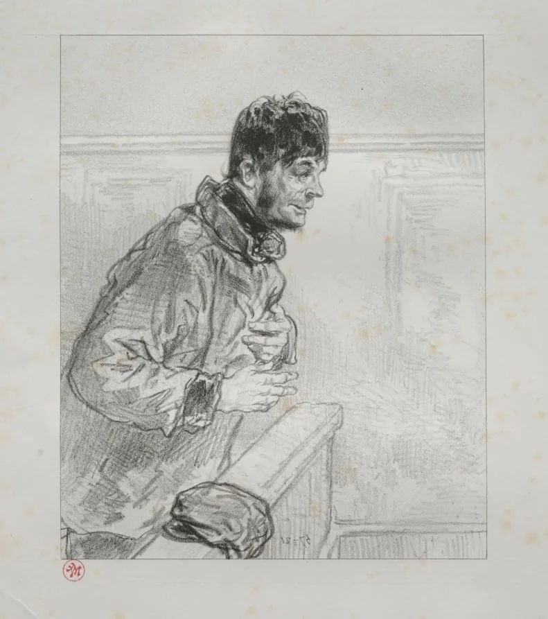 I should like to remark to M. Le Président that I have been made to play a part unworthy of a gallant man, by Paul Gavarni, 1858