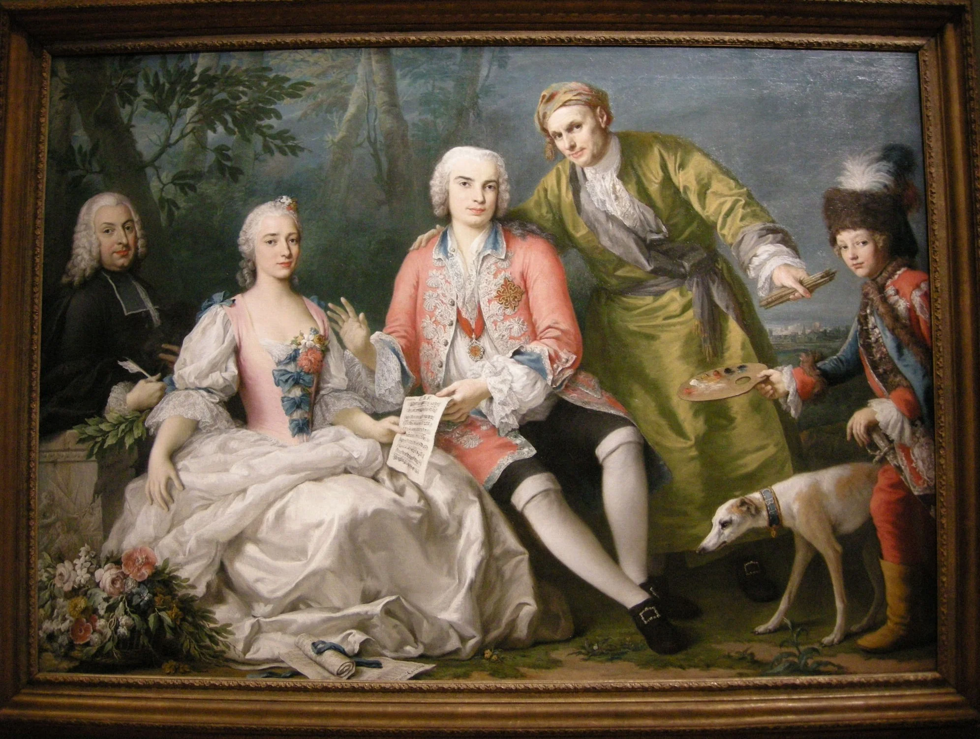 Portrait group: The singer Farinelli and friends, by Jacopo Amigoni, oil, 1750