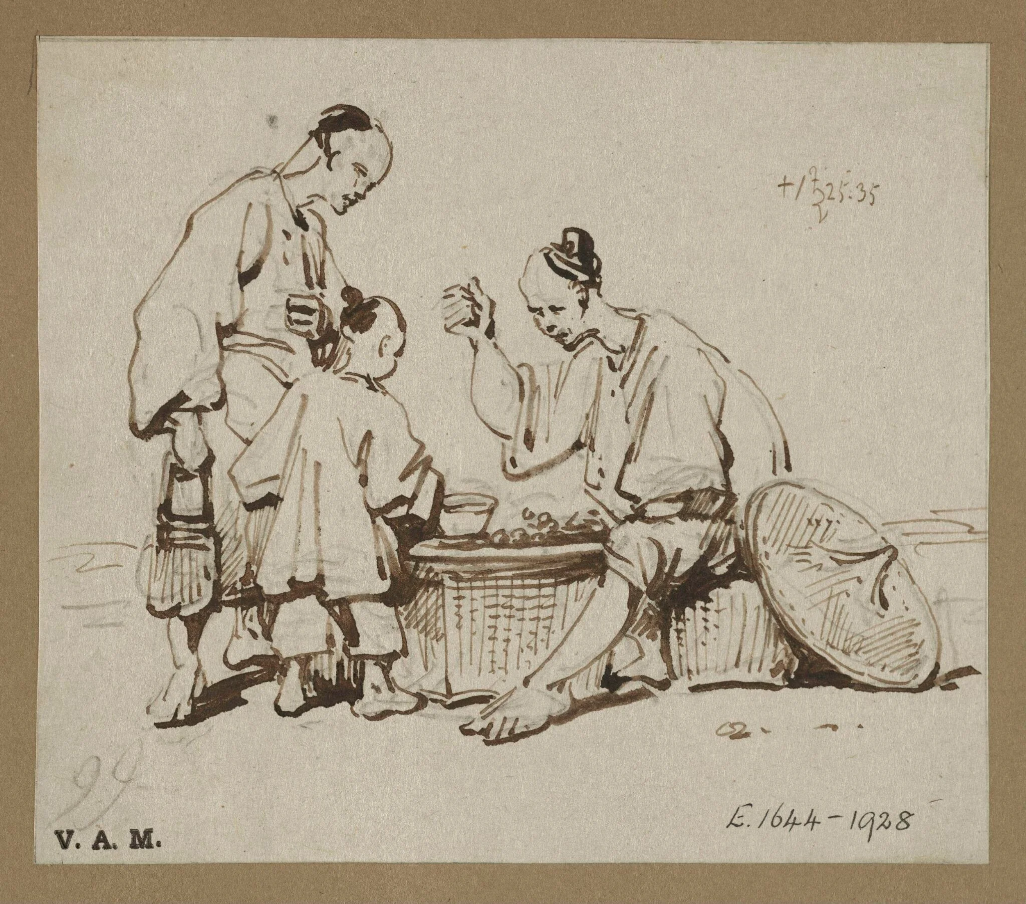 Three Chinese figures, by George Chinnery, 17