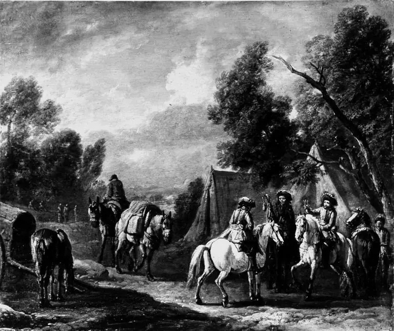 Parliamentaries in front of a tent