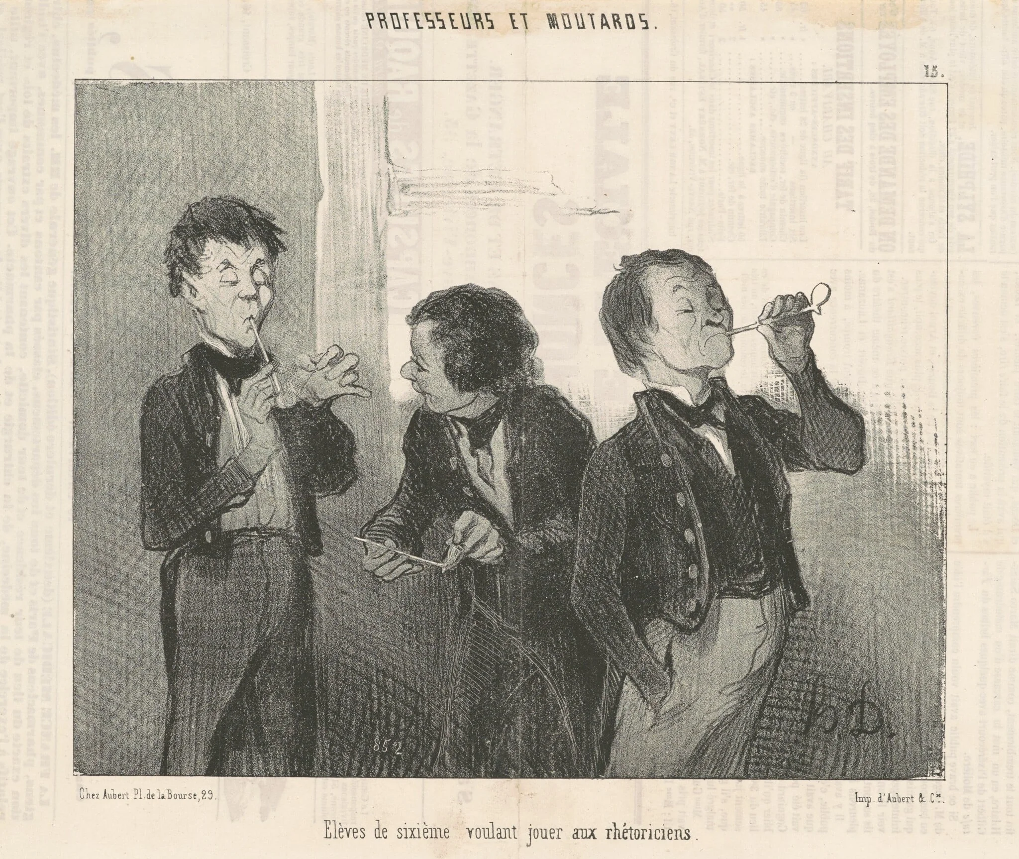 Eléves de sixième voulant jouer aux rhétoriciens, by Honoré Daumier, ink, 1846