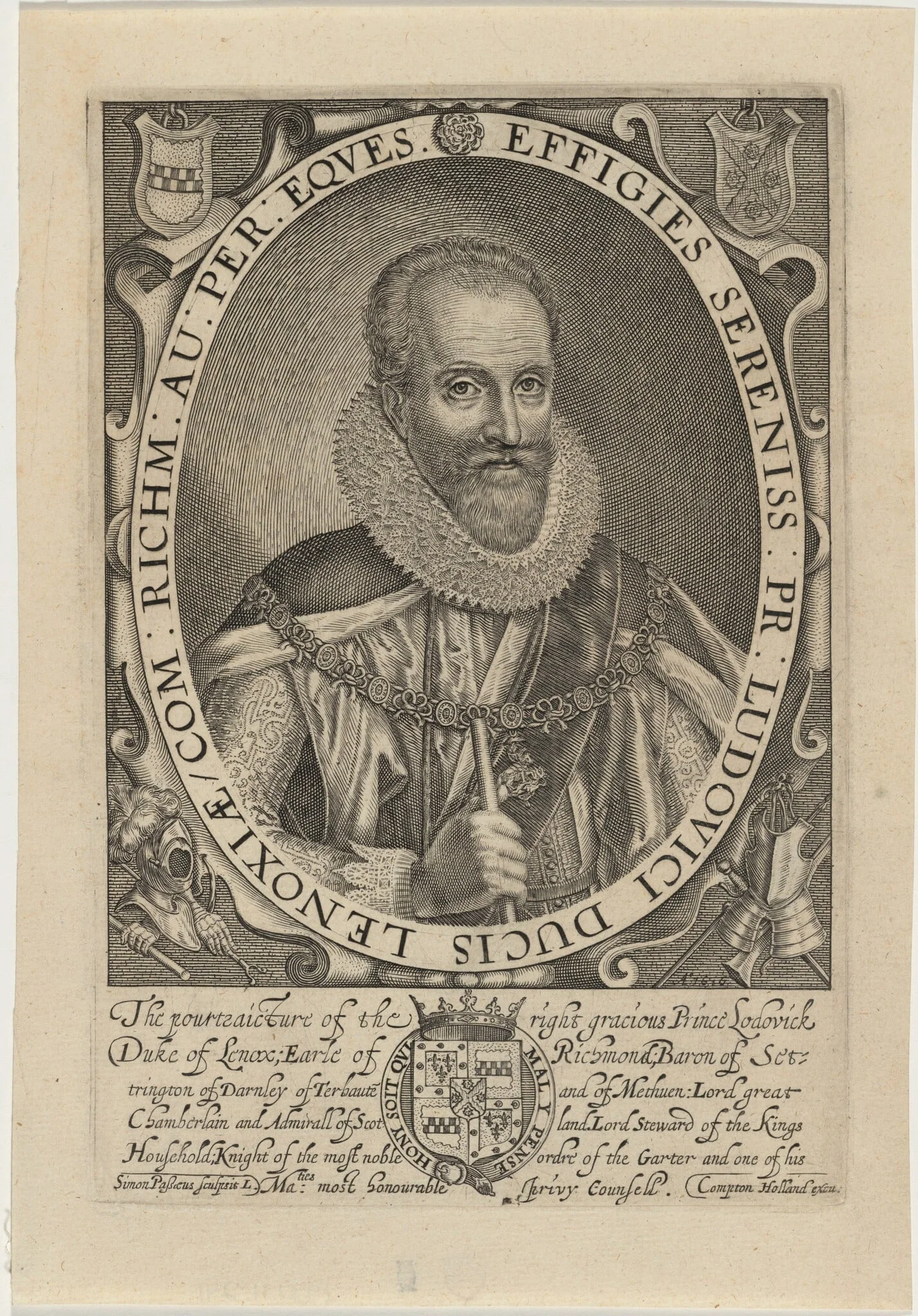 Ludovic Stuart, Duke of Lennox and Richmond, by Simon van de Passe, ink, 1621