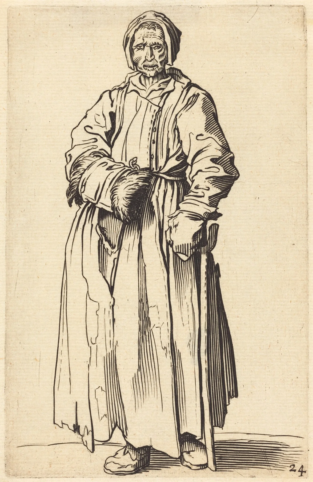 One-Eyed Woman, by French 17th Century, ink, 1622