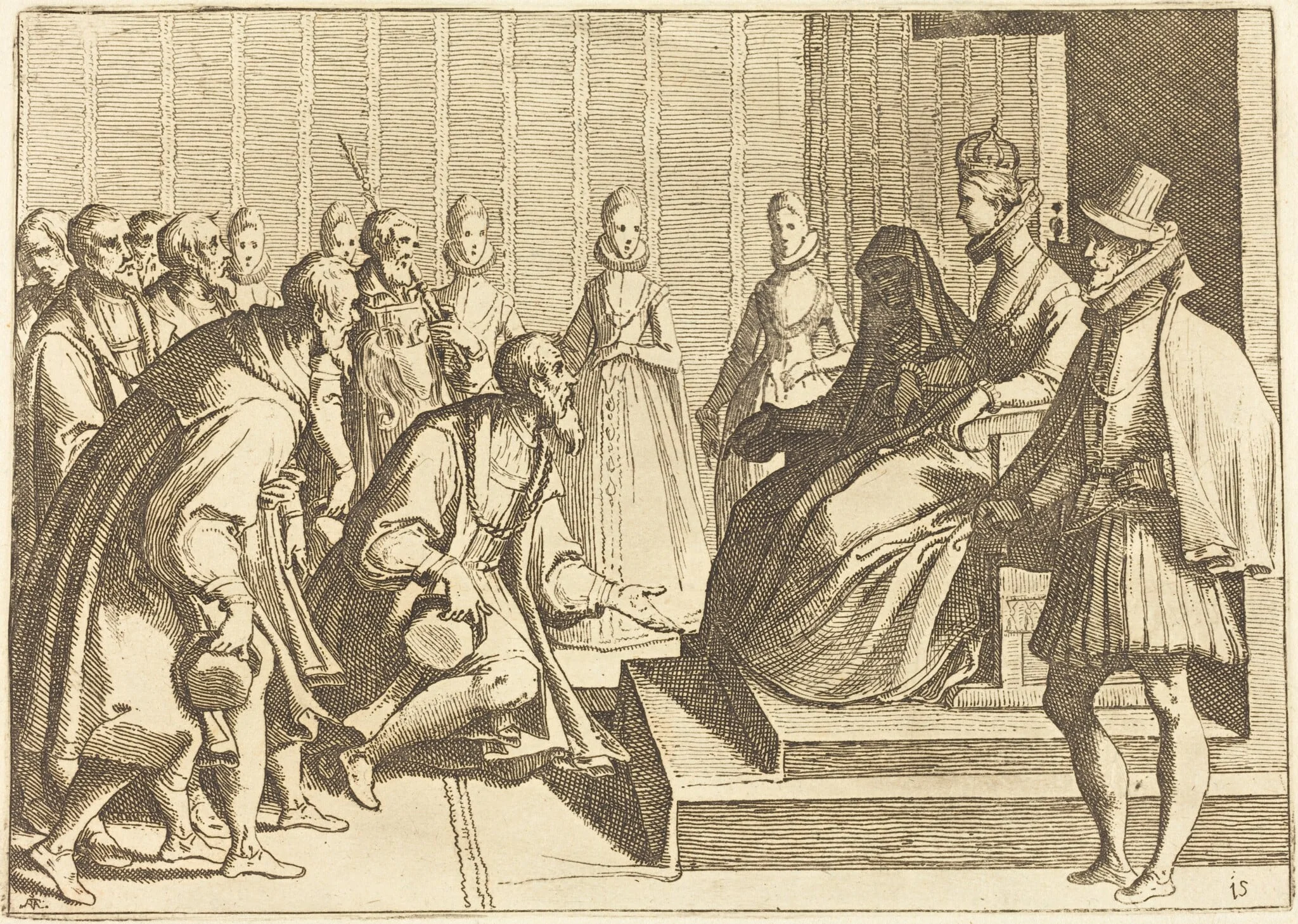 Margaret of Austria Giving Audience to a Nobleman, by Raffaello Schiaminossi, ink, 1612