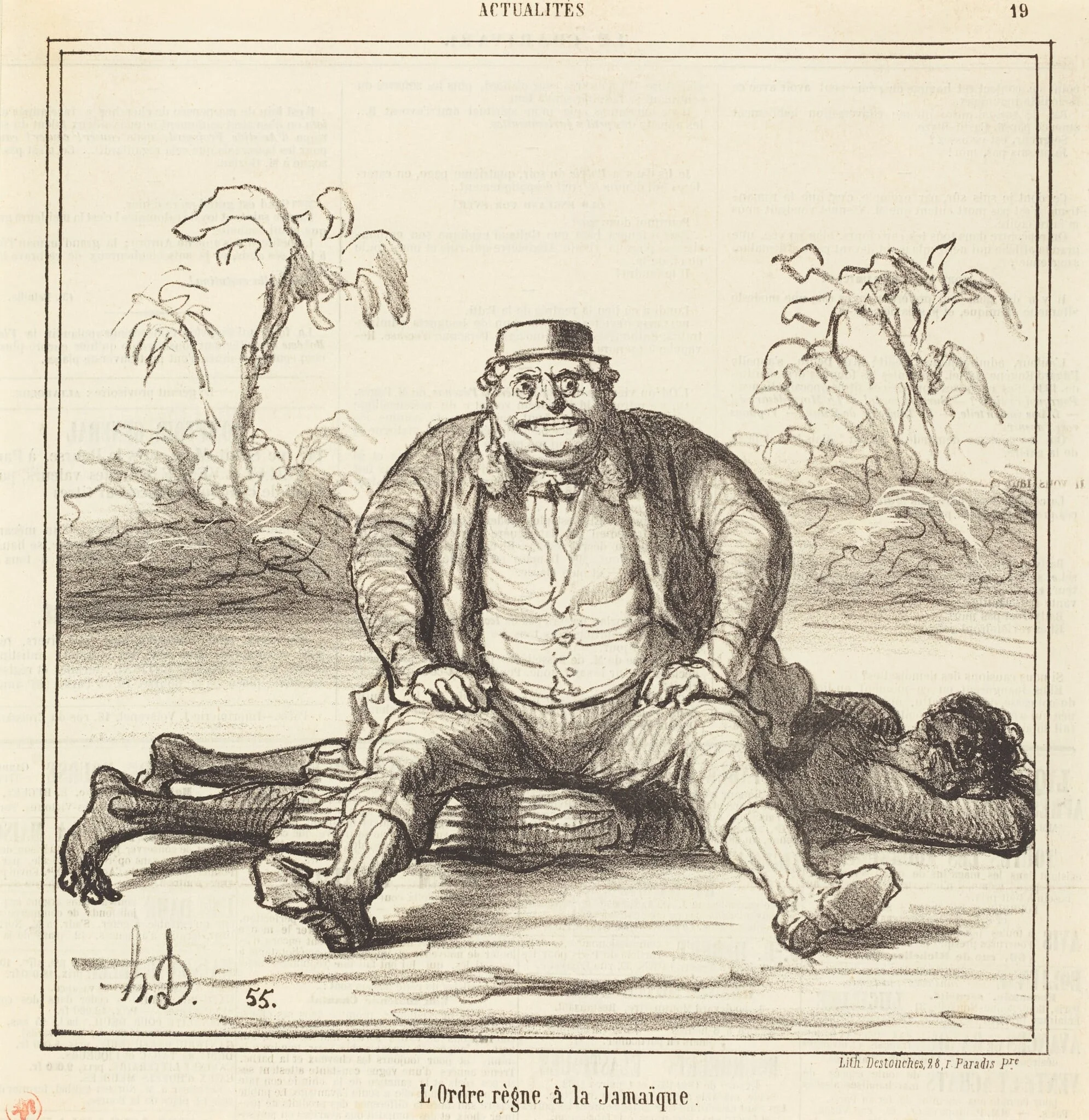 L'Ordre règne à la Jamaique, by Honoré Daumier, ink, 1866