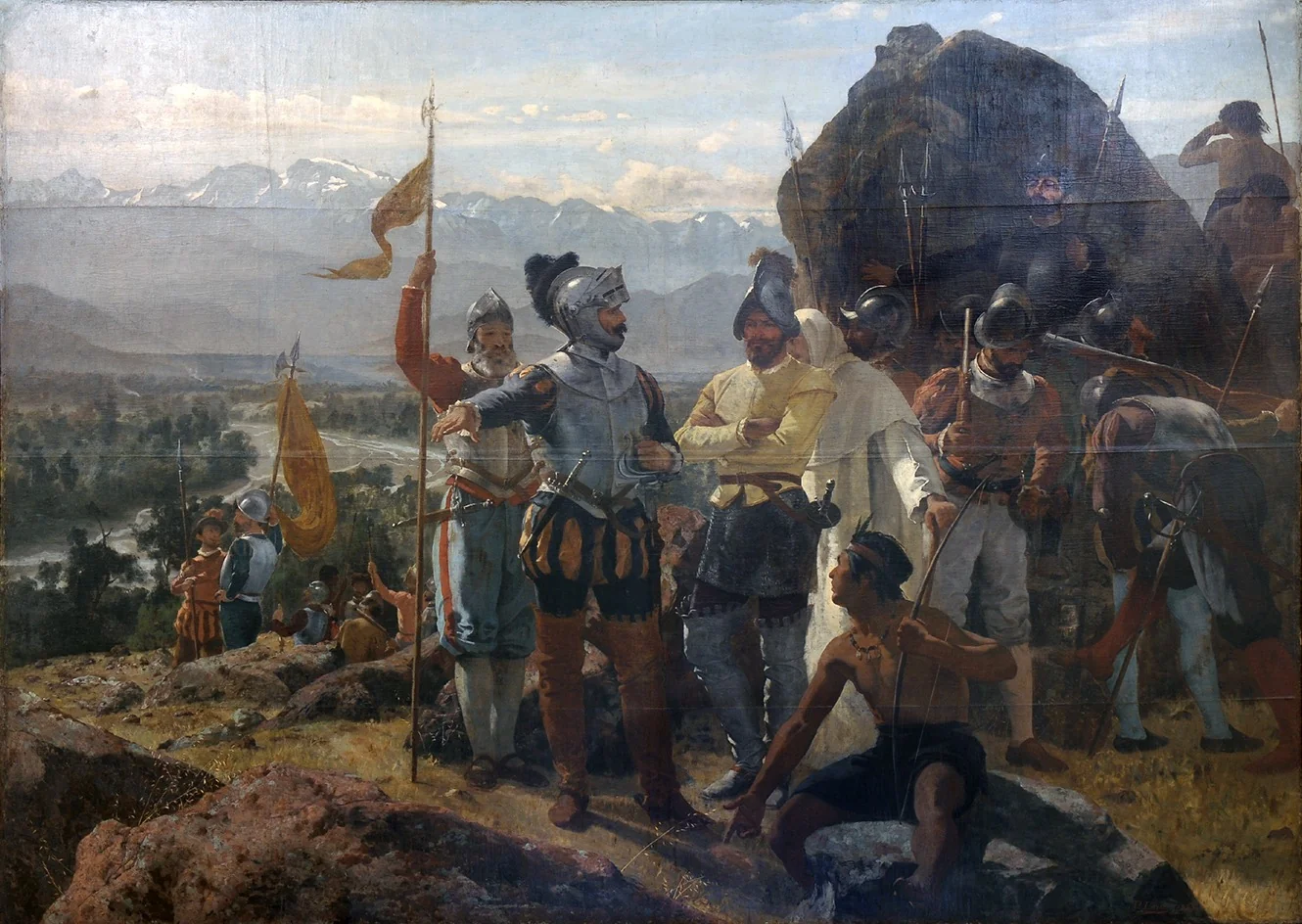 La fundación de Santiago, by Pedro Lira Rencoret, oil, 1888