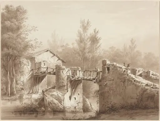 A Country Road across an Ancient Bridge