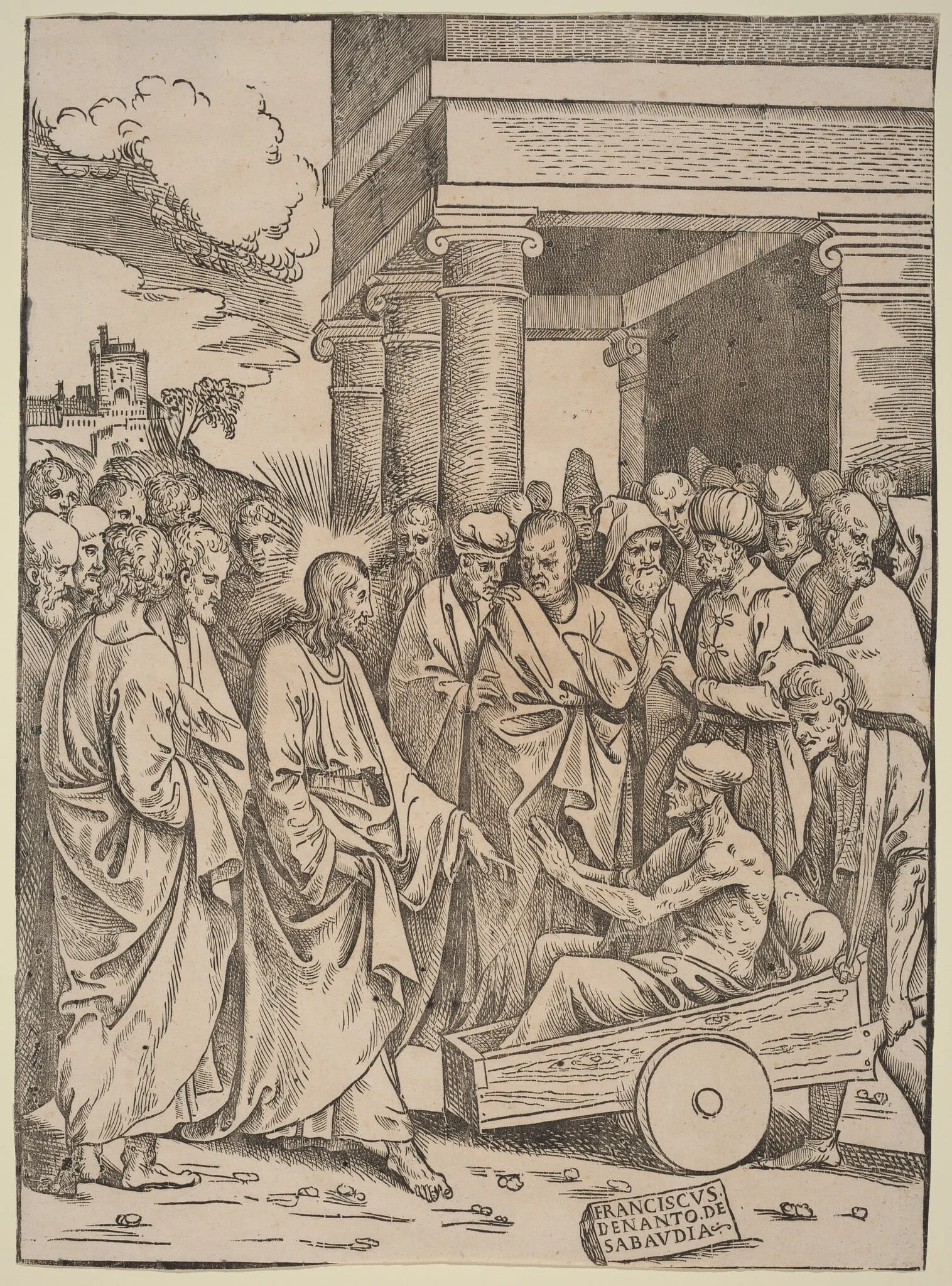 The Raising of Lazarus, by Francesco Denanto, ink, 1522