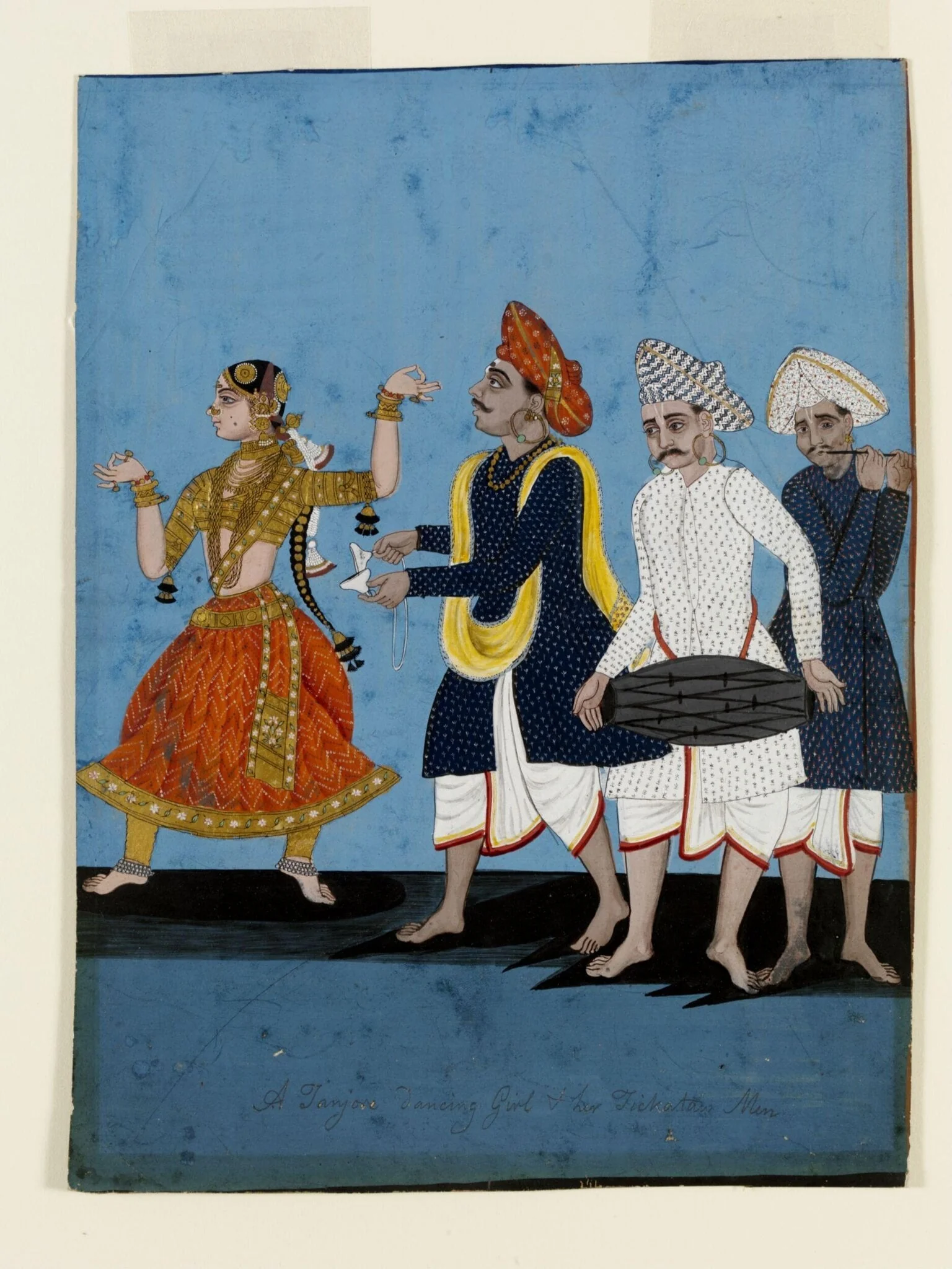 A dancing- girl with three musicians, by Unknown, paint, 1790