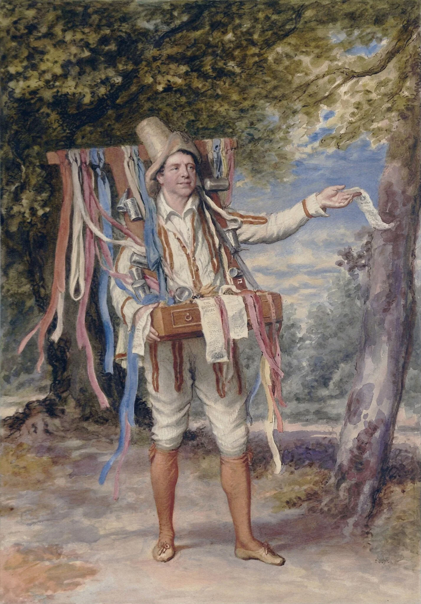 Portrait of John Fawcett, by Wageman, watercolor, 1828