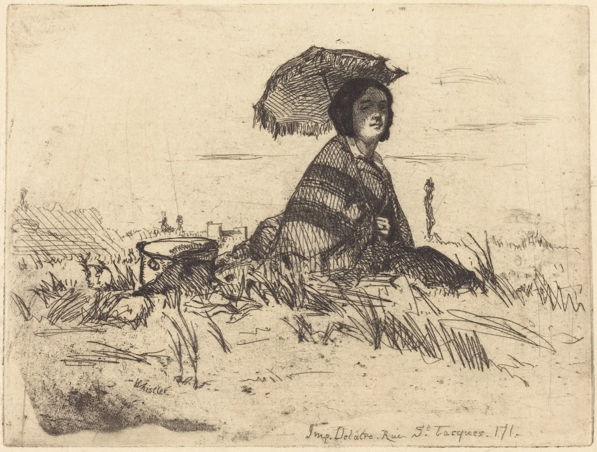 En Plein Soleil, by James McNeill Whistler, ink, 1858